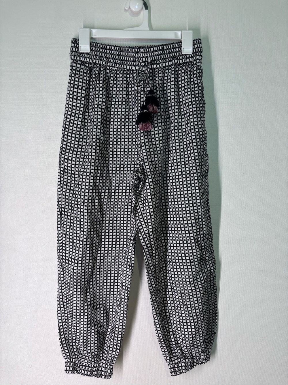 Anthropologie Black and White Geometric Jogger Pants